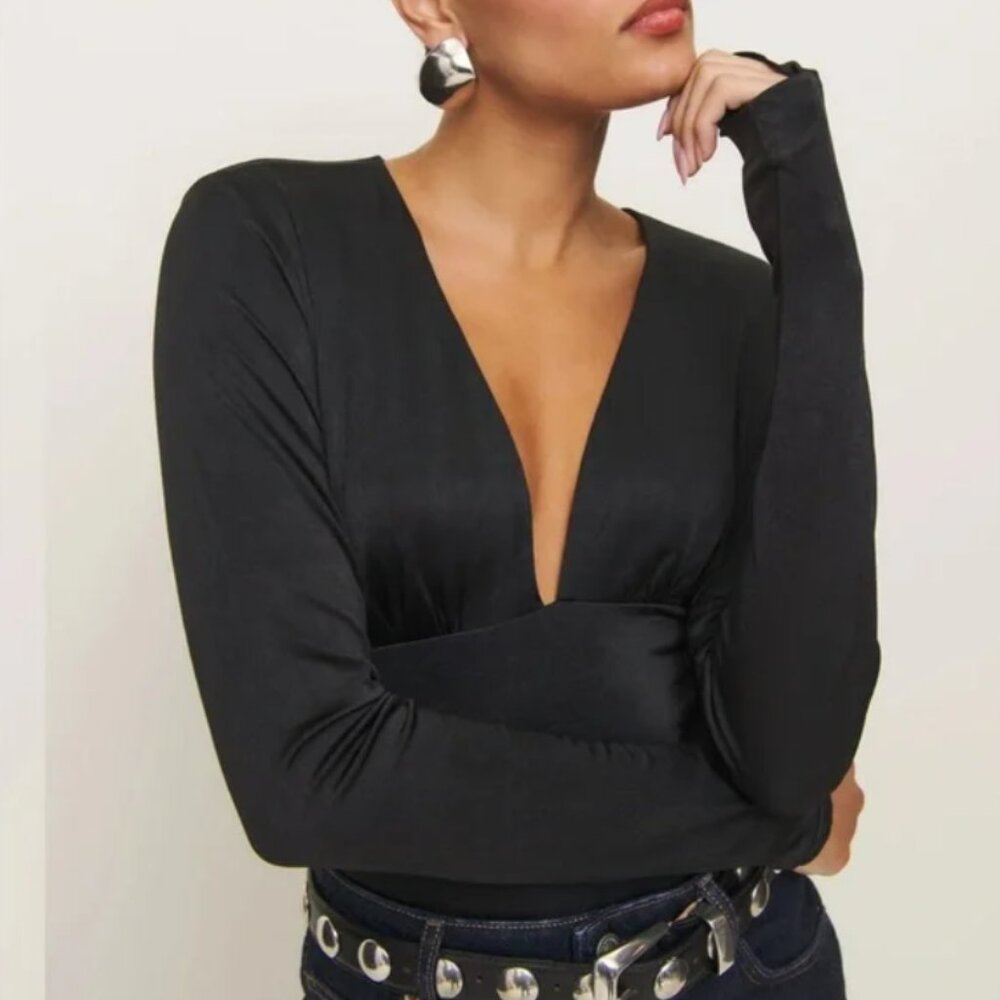 Reformation Ines Knit Top in Black